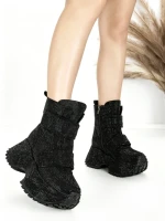 Ghete Dama cu Platforma 8580-6 BLACK | MEI