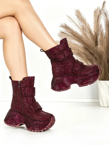 Ghete Dama cu Platforma 8580-6 WINERED | MEI