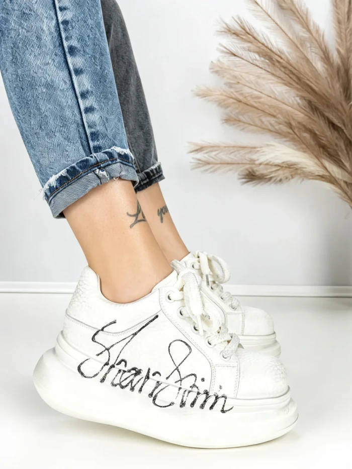 Pantofi Sport Dama din piele naturala 719-2 SILVER | PANTOFUL