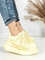 Pantofi Sport Dama din piele naturala 719-2 YELLOW | PANTOFUL
