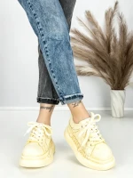 Pantofi Sport Dama din piele naturala 719-2 YELLOW | PANTOFUL