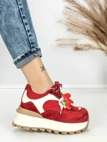 Pantofi Sport Dama din piele naturala 3651-3 RED | PANTOFUL