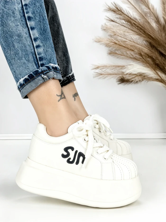 Pantofi Sport Dama din piele naturala 1561-1 WHITE | PANTOFUL