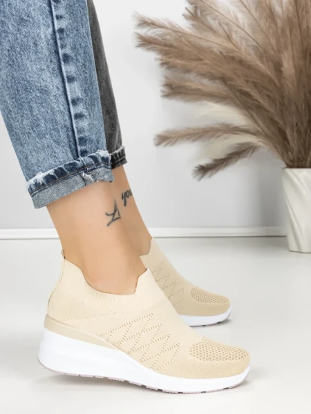Pantofi Sport Dama cu Platforma P32 BEIGE | EMAS