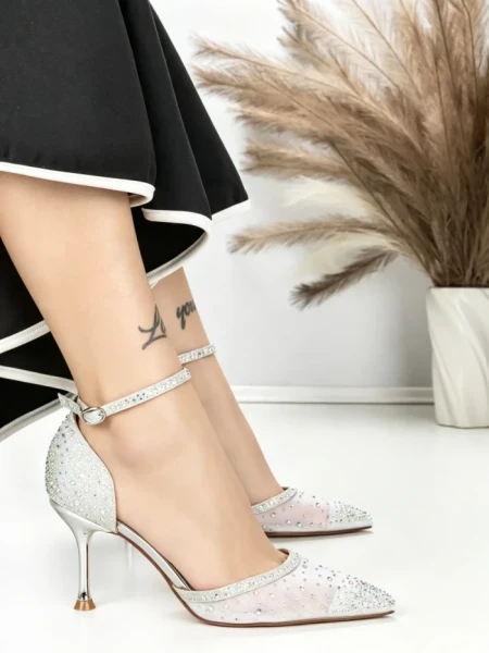 Pantofi Stiletto H-116 SILVER | CHERIE