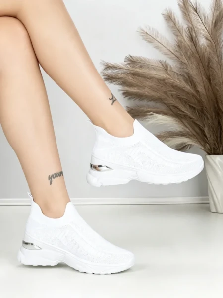 Pantofi Sport Dama cu Platforma BK198 WHITE | OMODA