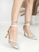 Sandale Dama cu Toc Gros 6YXD10 WHITE | MEI