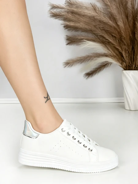 Sneakers Dama BK-52-6 Alb-Argintiu | Abloom » Reina.Ro