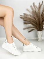 Sneakers Dama BK-52-6 Alb-Argintiu | Abloom » Reina.Ro