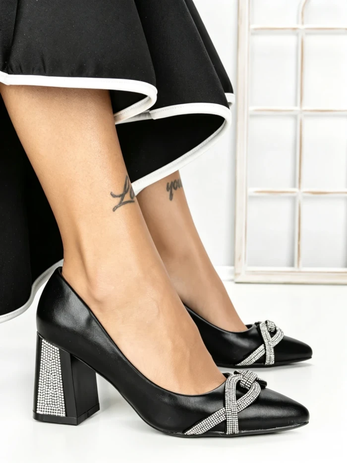 Pantofi cu Toc Gros DD89933 BLACK | ABLOOM