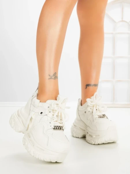 Pantofi Sport Dama cu Platforma 7917-116 WHITE | MEI