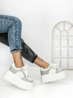 Pantofi Sport Dama cu Platforma 6208-7 SILVER | MEI