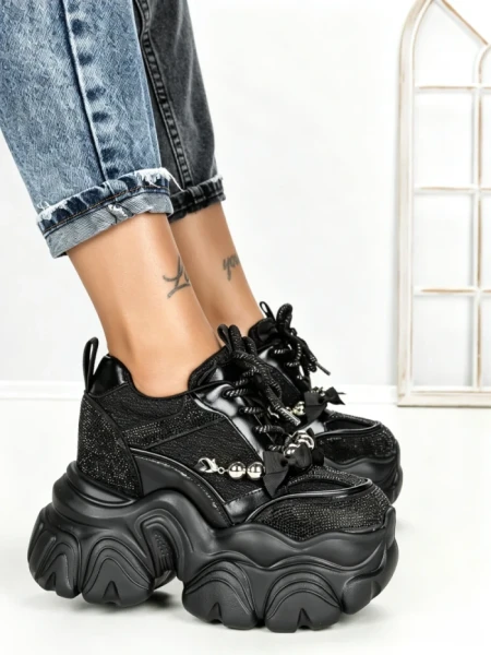 Pantofi Sport Dama cu Platforma 569-18 BLACK | MEI
