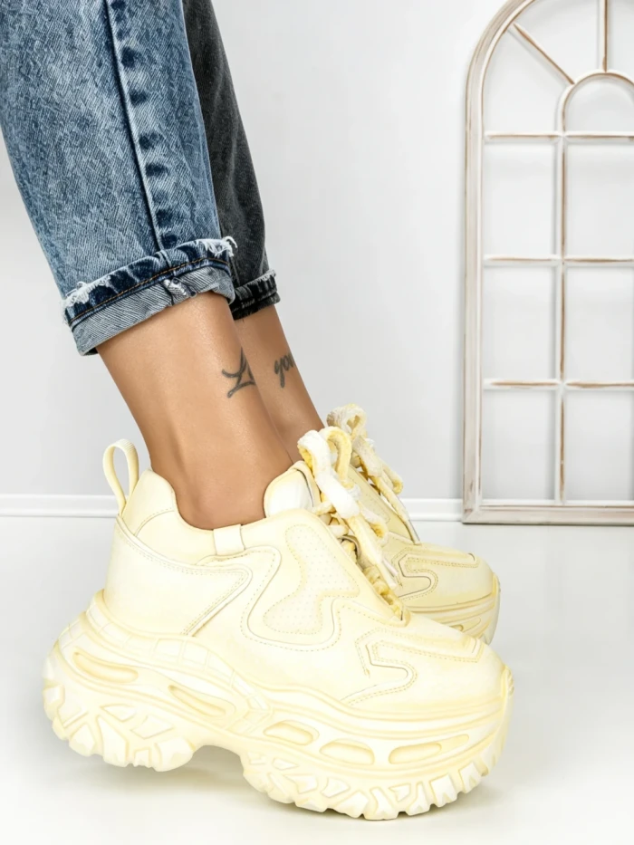 Pantofi Sport Dama cu Platforma 7917-121 YELLOW | MEI