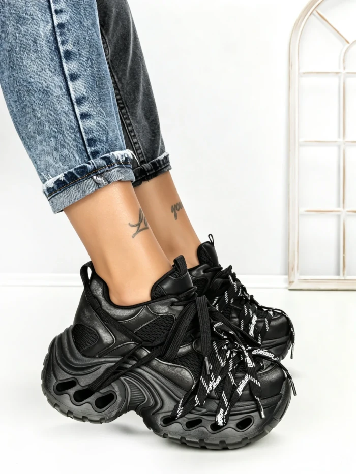 Pantofi Sport Dama cu Platforma 3616 BLACK | MEI