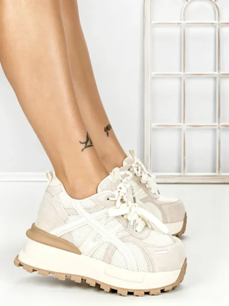 Pantofi Sport Dama din piele naturala 3651 BEIGE | PANTOFUL