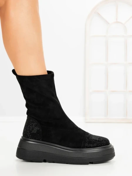 Ghete Dama cu Platforma 5AH66 ALL BLACK | MEI