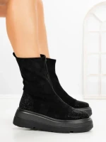 Ghete Dama cu Platforma 5AH66 ALL BLACK | MEI