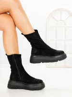 Ghete Dama cu Platforma 5AH66 ALL BLACK | MEI
