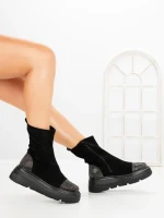 Ghete Dama cu Platforma 5AH66 BLACK-GUNCOLOR | MEI