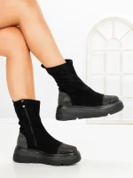 Ghete Dama cu Platforma 5AH66 BLACK-GUNCOLOR | MEI