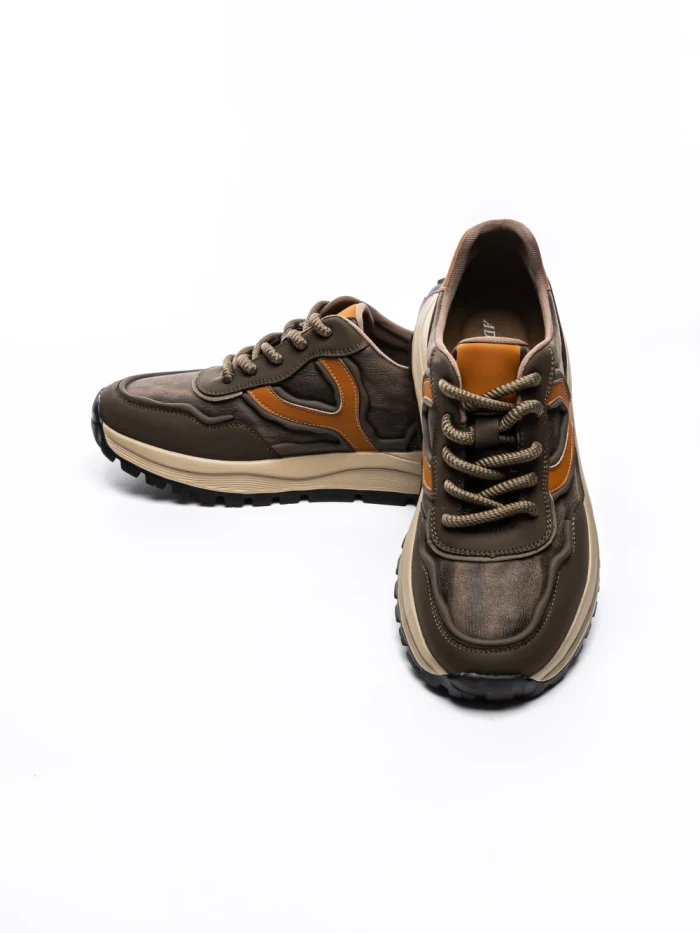 Pantofi Sport Barbati din piele naturala 1010-2 COFFEE-ORANGE | ADVANCER