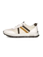 Pantofi Sport Barbati din piele naturala 21835 WHITE-BROWN | ADVANCER