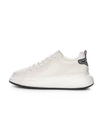 Pantofi Sport Barbati din piele naturala 51191 Alb-Negru... » Reina.Ro