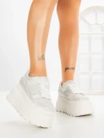 Pantofi Sport Dama cu Platforma 6208-9 WHITE | MEI