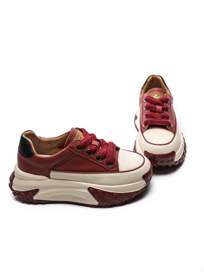Pantofi Sport Dama din piele naturala KM9071-2 RED | ADVANCER