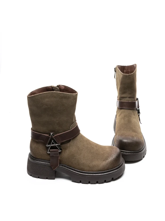 Ghete Dama din piele naturala 10856-2 KHAKI | ADVANCER