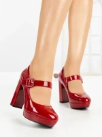 Pantofi cu Toc Gros si Platforma 8143 RED | CM