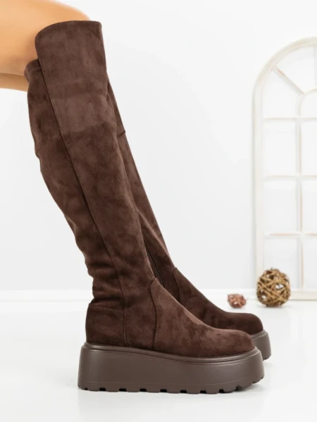 Cizme Dama cu Platforma 68WL26 DARK BROWN | MEI