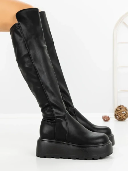 Cizme Dama cu Platforma 68WL26 BLACK | MEI