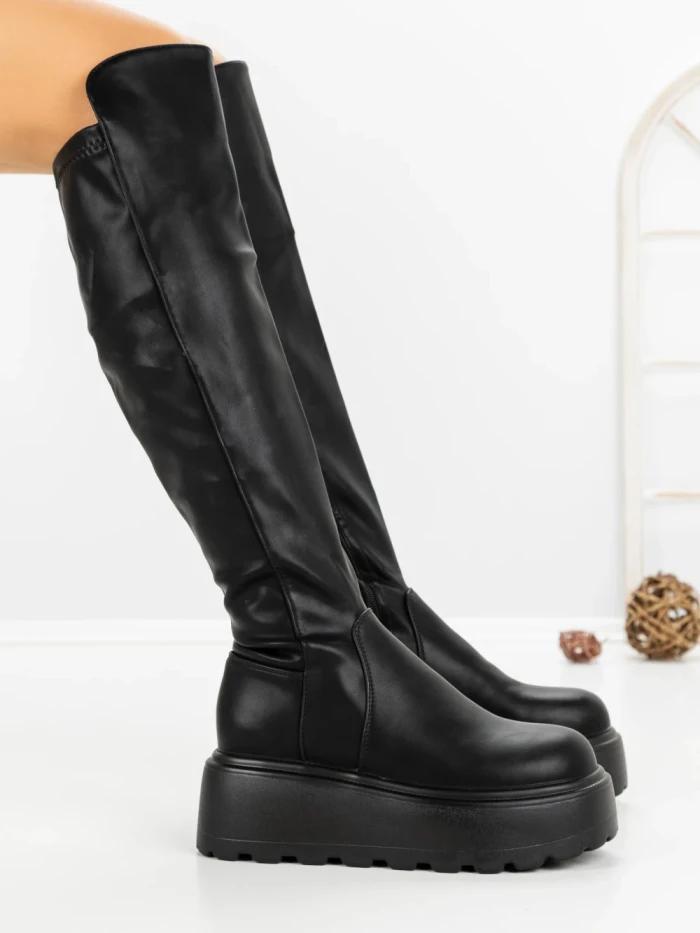 Cizme Dama cu Platforma 68WL26 BLACK | MEI