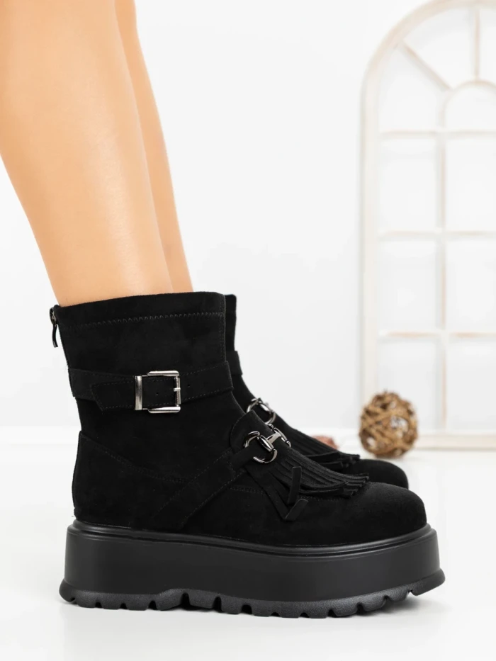 Ghete Dama cu Platforma 6ZP12 BLACK | MEI