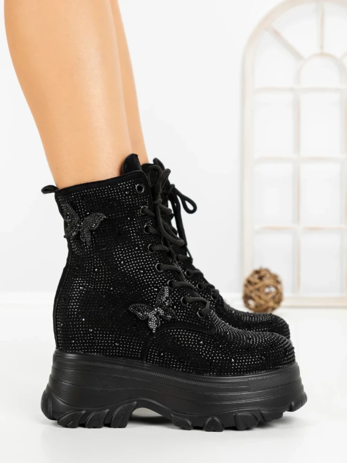 Ghete Dama cu Platforma 68WL8 BLACK | MEI