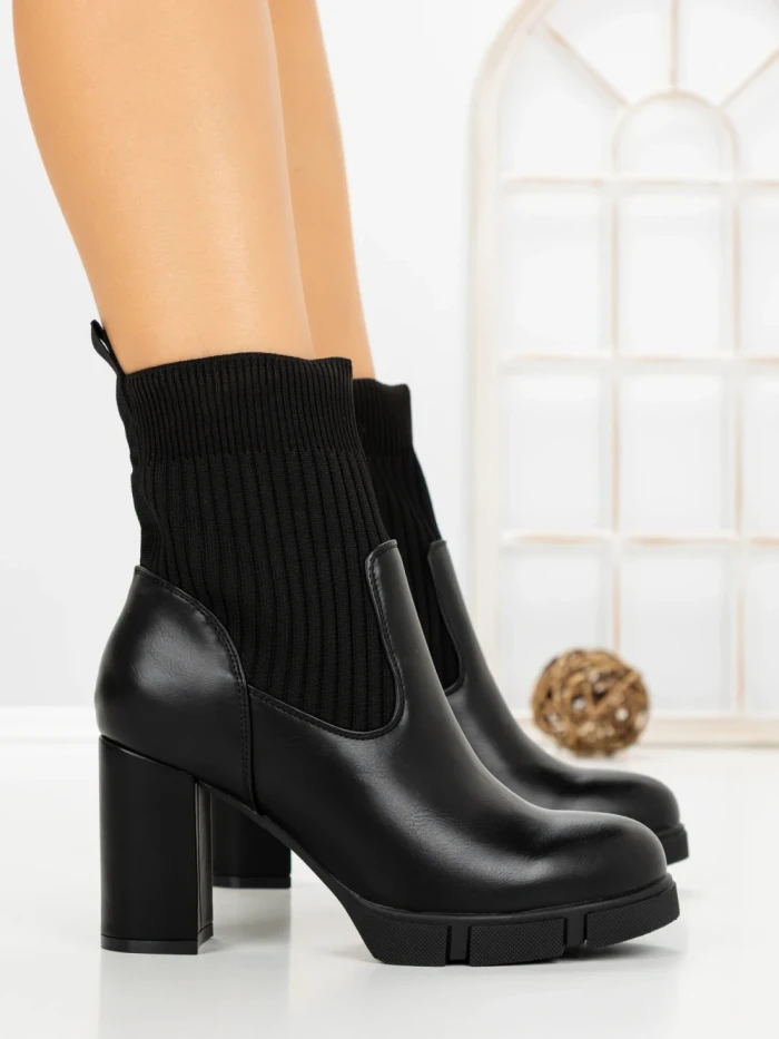 Botine cu Toc Gros W-37 BLACK | VIVIRICH