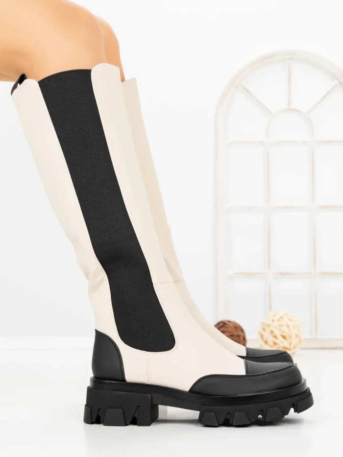 Cizme Dama cu Platforma C-285 BEIGE | STEPHAN