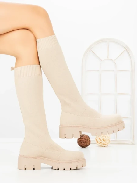 Cizme Dama cu Platforma LQ-23 BEIGE | STEPHAN