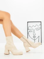 Botine cu Toc Gros 5724 BEIGE | SEASOND