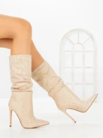Botine cu Toc Subtire C-270 BEIGE | STEPHAN