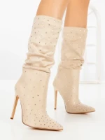 Botine cu Toc Subtire C-270 BEIGE | STEPHAN