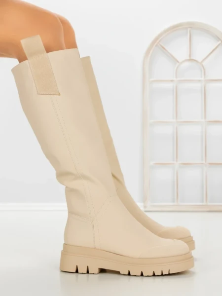 Cizme Dama cu talpa joasa 99-119 BEIGE | CM