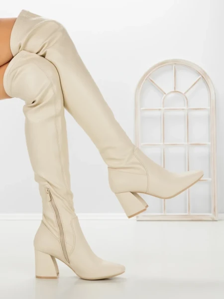 Cizme Dama cu Toc LQ-42 BEIGE | STEPHAN