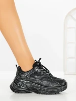 Pantofi Sport Dama cu Platforma 1W-N20 BLACK | GALLEVANI