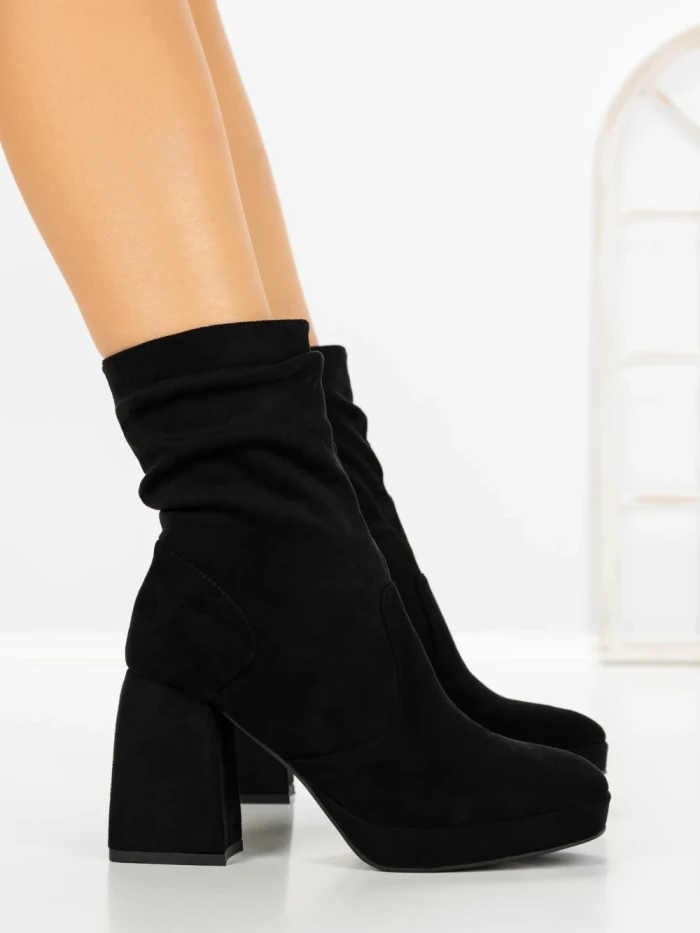 Botine cu Toc Gros 9111 BLACK | CM