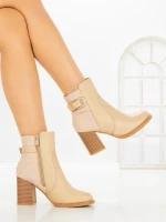 Botine cu Toc Gros 9137 BEIGE | CM