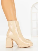 Botine cu Toc Gros 9109 BEIGE | CM