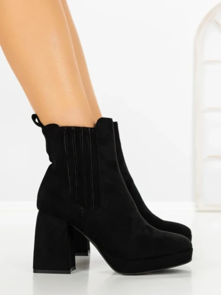 Botine cu Toc Gros 9110 BLACK | CM
